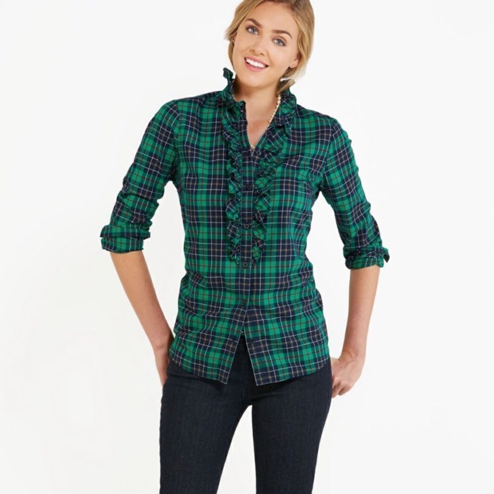 Vineyard Vines Holly Plaid Ruffle Shirt